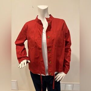 Talbots 100% Cotton Red-Orange Women's Utility Button-Up Jacket, Medium